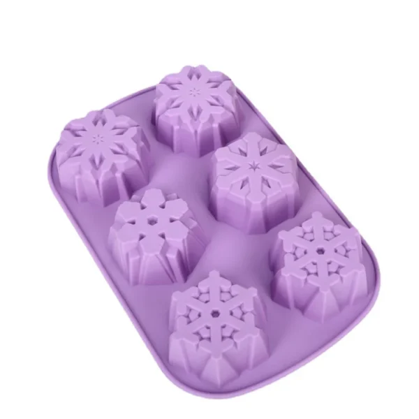 6 Cavity Snowflake Shape Silicone Cake Mold Baking Tool Food Grade Material Cookie Mold Soup Mold Color Customized - 图片 3