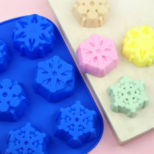 6 Cavity Snowflake Shape Silicone Cake Mold Baking Tool Food Grade Material Cookie Mold Soup Mold Color Customized - 图片 5