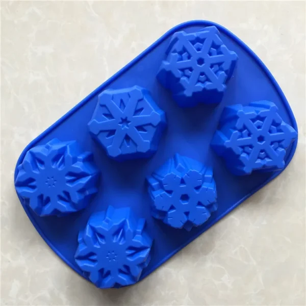 6 Cavity Snowflake Shape Silicone Cake Mold Baking Tool Food Grade Material Cookie Mold Soup Mold Color Customized - 图片 4