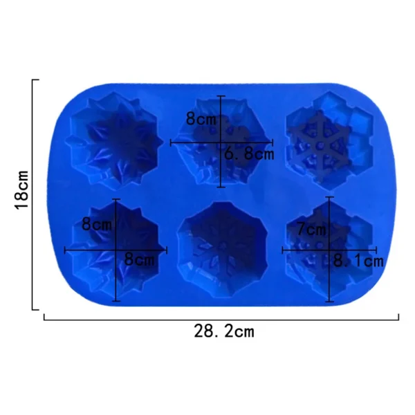 6 Cavity Snowflake Shape Silicone Cake Mold Baking Tool Food Grade Material Cookie Mold Soup Mold Color Customized - 图片 6