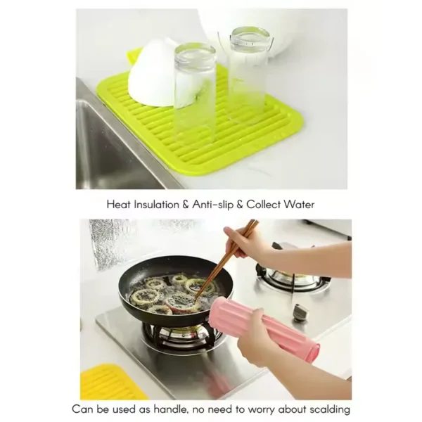 Collapsible Soft Heat Proof Silicone Cooking Pad Baking Mat square Food Grade Silicone Drainer Mat - 图片 4