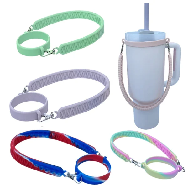 Water Bottle Handle Strap With Metal Clasp Silicone Tumbler Lanyard Sling Attachment Handle Carrier Ring Cup Accessories - Image 4