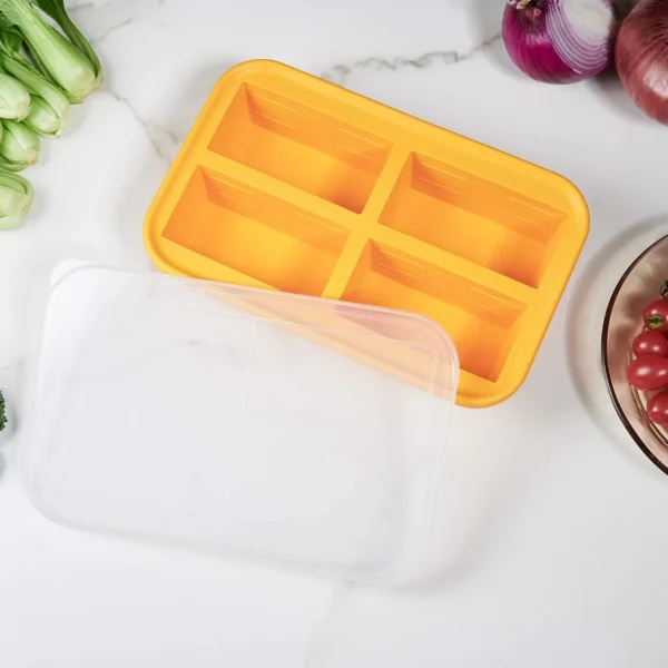 Silicone Freezer Tray Soup Mold Ice Cubes 4 Pack Food Freezing Container For Storing and Freezing Soup Sauce Ice Keep Fresh - 图片 2