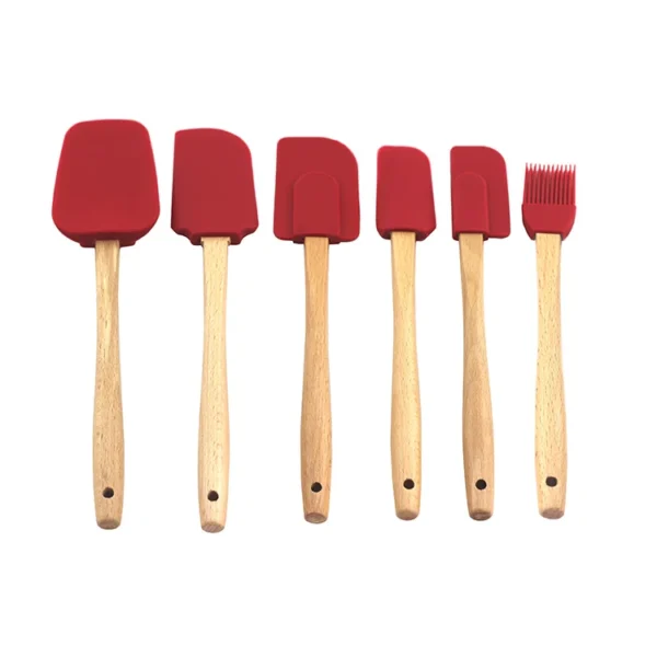 Hot Selling Silicone Spatula With Wooden Handle Food Grade Material Non-stick Baking Tool Heat Resistant