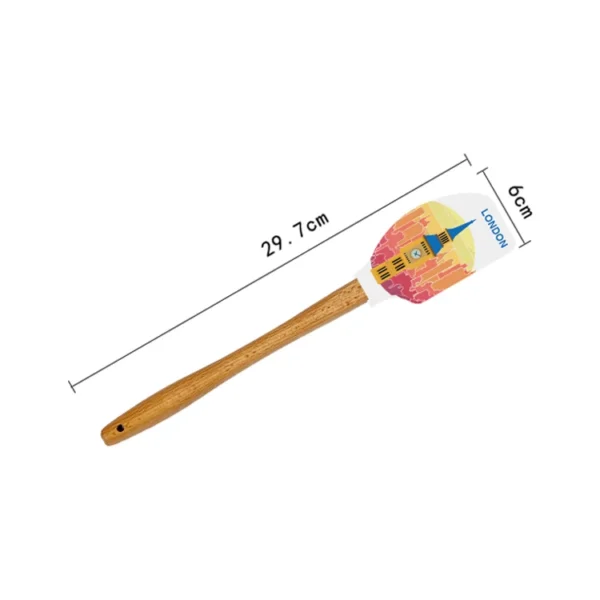 OEM Printing Cake Tools Full Printing Silicone Spatula With Wooden Handle Design - 图片 5