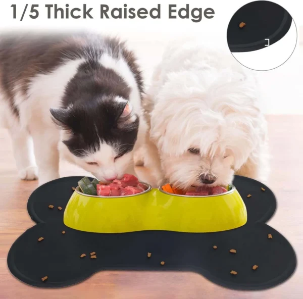 Bone Dog Mat Anti-Slip Silicone Dog Bowl Mat Thicker Pet Placemat Waterproof Cat Feeder Pad With Raised Edge Puppy Feeding Mats - 图片 3