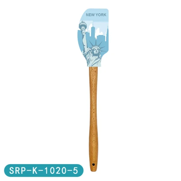 OEM Printing Cake Tools Full Printing Silicone Spatula With Wooden Handle Design - 图片 4