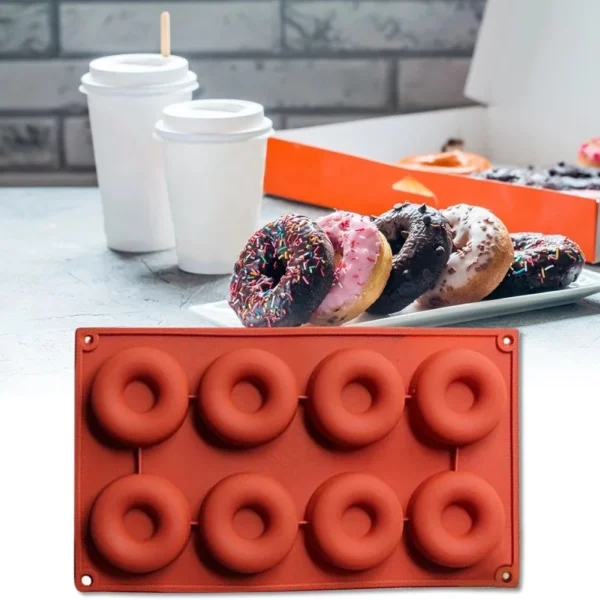 Silicone Donut Mold Food Grade Silicone Doughnut Baking Pan Non-Stick BPA Free 8 Cavity Donuts Cake Bagels Biscuit - Image 2