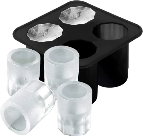 Factory Wholesale 4 Cups Shooter Silicone Ice Cube Trays Shot Ice Mold BPA Free Color Customized Ice Mold