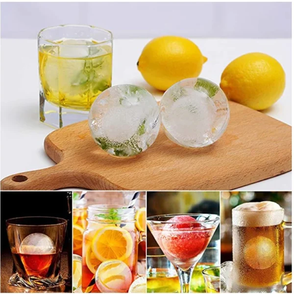 4 Cavity Large Ice Cube Molds Easy to Fill & Release Whiskey Ice Cubes Mold Big Round Ball Ice Cube Trays for Freezer Customized - Image 4