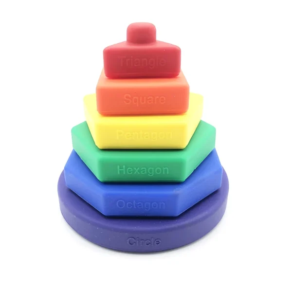 Baby Silicone Stacking up Toys Early Educational Silicone Stacking Tower Game Blocks Soft Building Tower Baby Teether Stacker - 图片 4