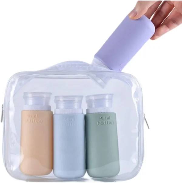 Silicone Travel Bottles Leak-Proof, Refillable Containers for Toiletries, Shampoo, and Lotion