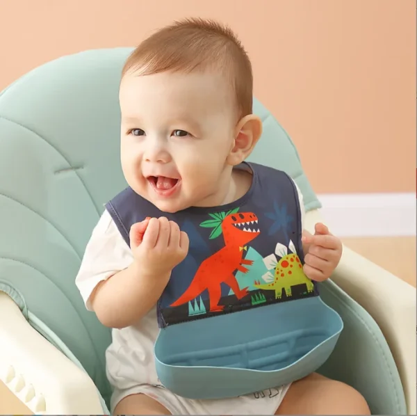 Silicone Bibs for Babies & Toddlers Waterproof Baby Bibs BPA Free Soft Durable Silicone Bibs With Large Food Catcher - 图片 5