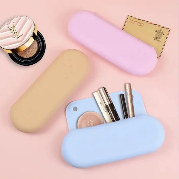 Silicone Makeup Brush Holder Travel Cosmetic Bag Portable Makeup Bag Storage Pouch With Magnetic Buckle - Image 5