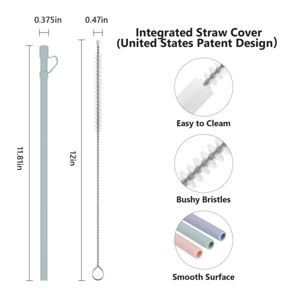 Hot Selling Silicone Straw With Cover Food Grade Material BPA Free Color Customized Suitable for 40oz Tumbler With Straw Topper - 图片 3