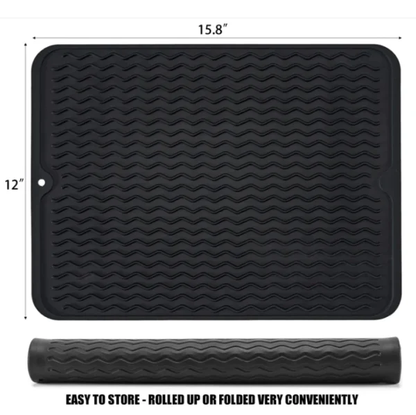 BPA Free Easy Clean Silicone Drain Drying Dish Pad Dish Drying Mats Durable  Dish Drain Mats & Pads for Kitchen Counter - 图片 4