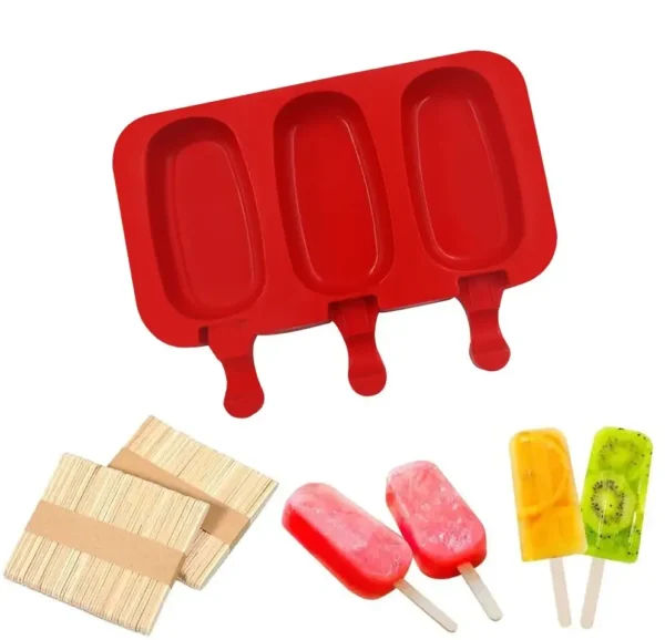 6 Cavities BPA Free Silicone Popsicle Mold Reusable Ice Pop Molds Silicone Popsicle Maker Homemade Ice Cream Mold With Sticks