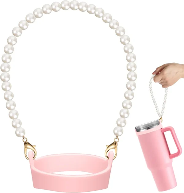 Hot Sale Pearl Strap Water Bottle Handle Sling Lanyard Silicone Ring for Stanley Cup Carrier Holder With Strap 8 - 40oz Tumbler