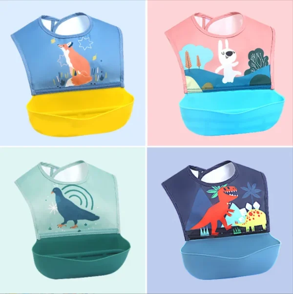 Silicone Bibs for Babies & Toddlers Waterproof Baby Bibs BPA Free Soft Durable Silicone Bibs With Large Food Catcher - 图片 4