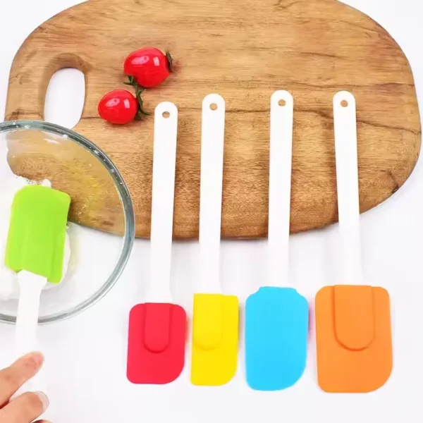 Mini Red Head Food Grade  Heat Resistant Cake Cream Butter  Silicone Spatula With Plastic Long Handle - 图片 4