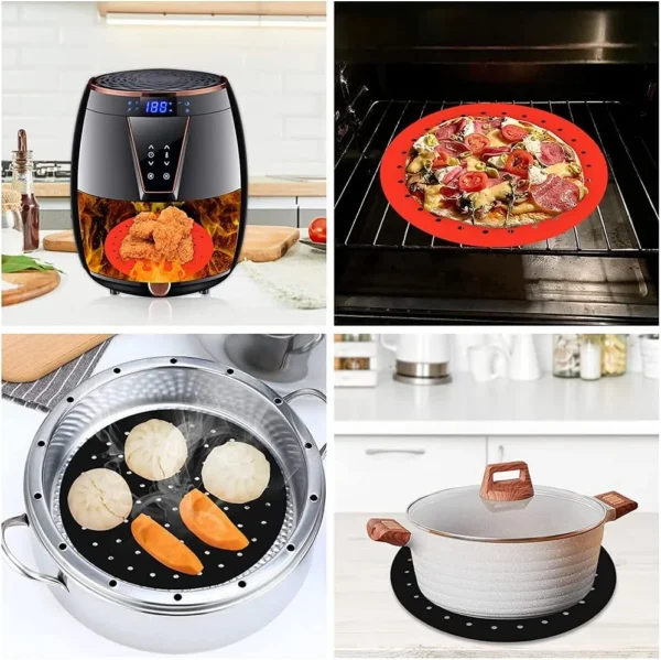 Silicone Air Fryer Liner 8 Inch 7 Inch Heat Resistant Silicone Baking Mat for Air Fryer Mat BPA Free Air Fryer Accessories - 图片 5