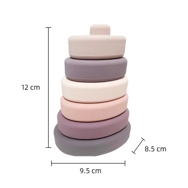 Baby Silicone Stacking up Toys Early Educational Silicone Stacking Tower Game Blocks Soft Building Tower Baby Teether Stacker - 图片 3