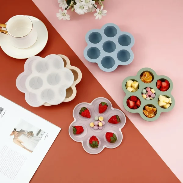 Baby Food Freezer Tray Silicone Baby Fruit Food Feeder Teethe Tray Storage Container Ice Cube Tray with Lids - 图片 2