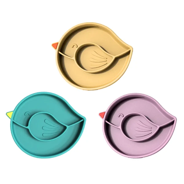 Food-Grade Silicone Baby Plate, BPA-Free Non-Slip Divided Kids Plate for Toddlers