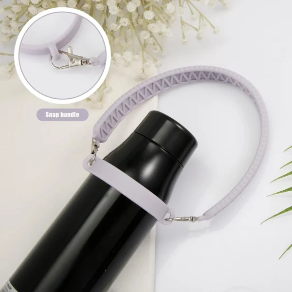 Water Bottle Handle Strap With Metal Clasp Silicone Tumbler Lanyard Sling Attachment Handle Carrier Ring Cup Accessories - Image 2