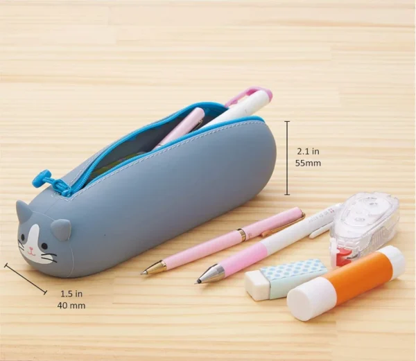 Custom Pattern Shape BPA Free Silicone Pen Pencil Punch Case Makeup Bag Silicone Pencil Case - Image 4