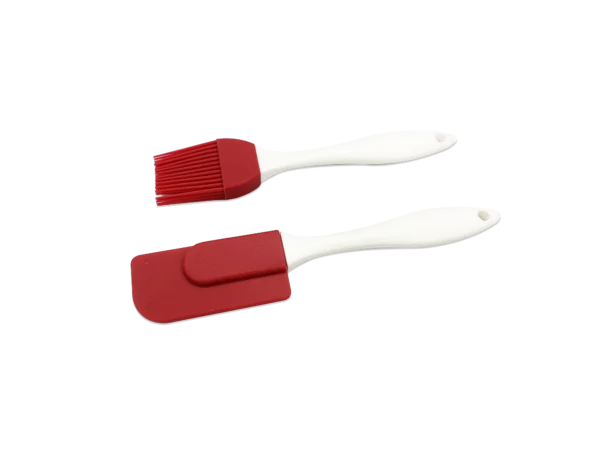 Eco-friendly  Best Sales Kids Cake Cream Butter Kitchen Mini Silicone Brush Spatula and Brush Set With Plastic Handle - 图片 3