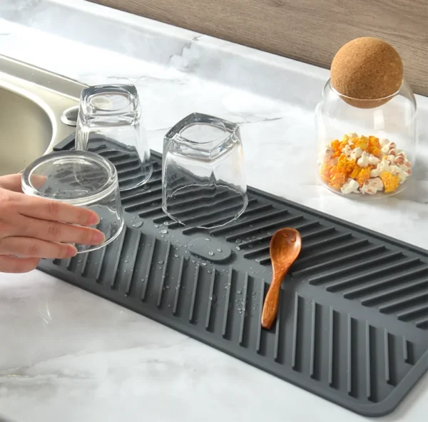 BPA Free Easy Clean Silicone Drain Pad Dish Drying Mats Durable  Dish Drain bar Mats & Pads for Kitchen Counter - Image 5