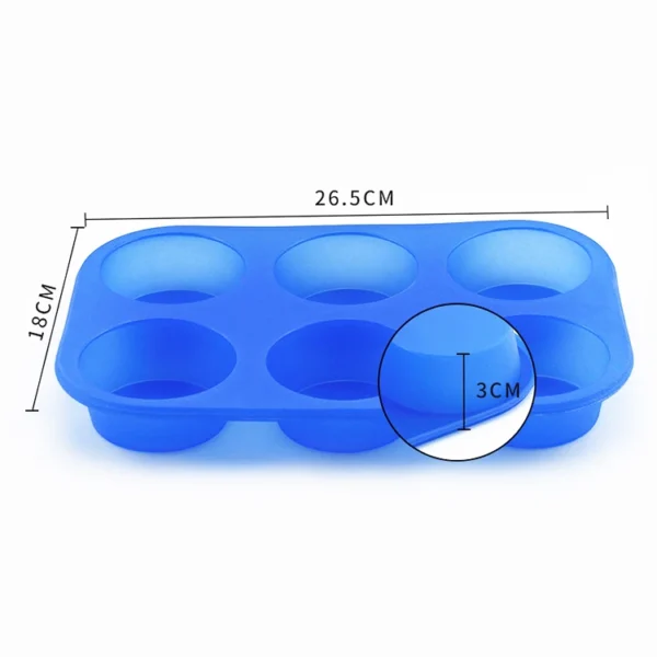 Silicone 6-Cavity Cake Mold Non-Stick, Reusable Baking Tray for Cupcakes and Muffins - Image 6