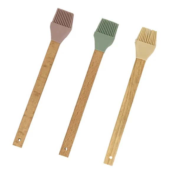 Long Wooden Handle Heat Resistant Multifunctional  Kitchen Baking Cooking BBQ Silicone Pastry Oil Brush