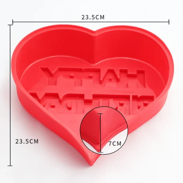 Happy Birthday Silicone Bakeware Heart Cake Pan BPA Free Food Grade Heart Shape 3d DIY Silicone Cake Pan Handmade Cake Mold - 图片 2