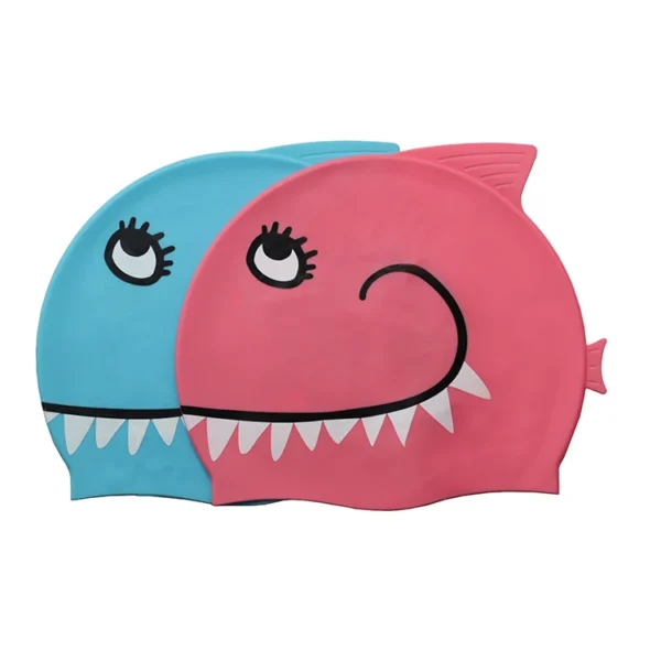 Make a Custom Design Your Own Colored Silk Screen Printed Waterproof Dome Silicone Swimming Cap for Kids - Image 2