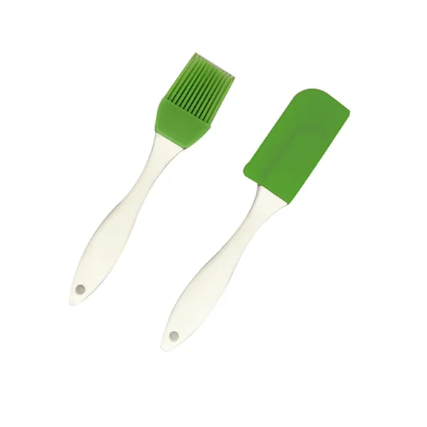 Eco-friendly  Best Sales Kids Cake Cream Butter Kitchen Mini Silicone Brush Spatula and Brush Set With Plastic Handle