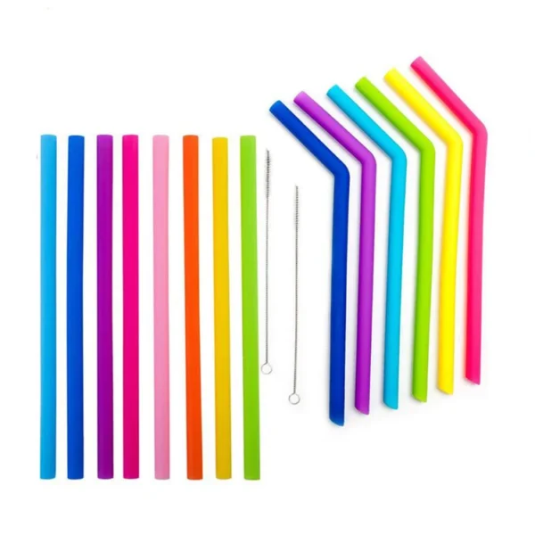 Wholesale  ECO Friendly Food Grade Edible Reusable Juice Silicone Drinking Straws With Cleaning Brush - Image 2