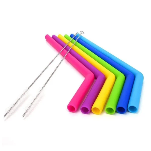 Wholesale  ECO Friendly Food Grade Edible Reusable Juice Silicone Drinking Straws With Cleaning Brush