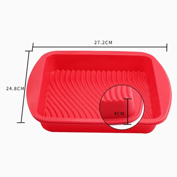 Square Silicone Cake Tray for Kitchen Cake Mould Non-Stick Heat-resistant Wavy Bottom Baking Tool Cake Pan - 图片 2