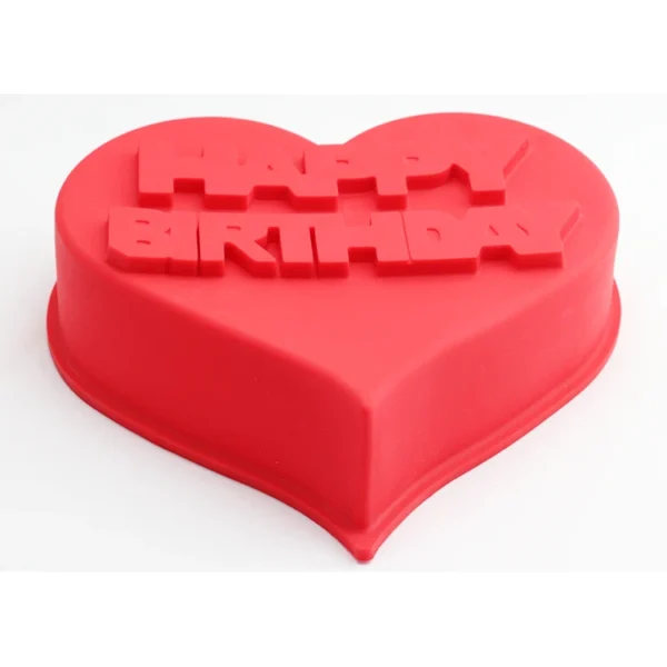 Happy Birthday Silicone Bakeware Heart Cake Pan BPA Free Food Grade Heart Shape 3d DIY Silicone Cake Pan Handmade Cake Mold