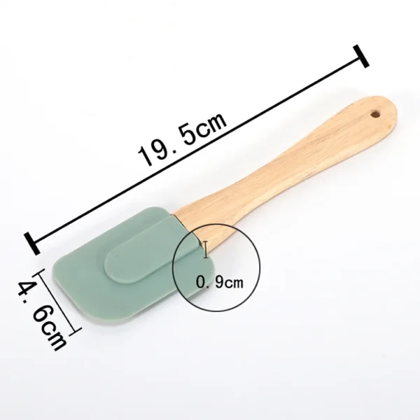 Premium Heat Resistant Easy to Clean Food Grade Personalized Kitchen Turner Silicone Spatula and Brush Set With Wooden Handle - 图片 2