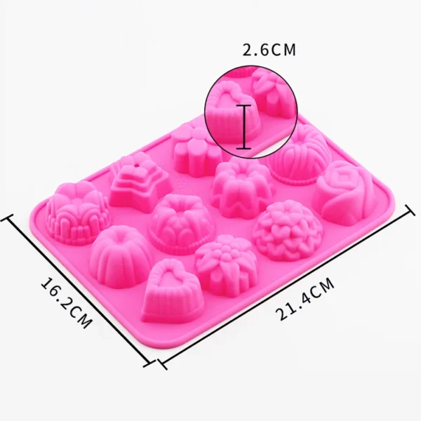 12 Capacity Custom Cake Chocolate Mold Jelly Pudding Dessert Baking Molds Silicone Bakeware Mold With Flower Heart Shape - 图片 4