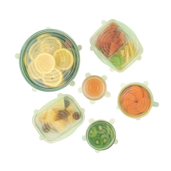 6 Pack Set Bowl Food Cover Wraps Food Seal Storage Eco-friendly Tampas De Silicone Stretch Lid Silicone Stretch Bowl Cover - 图片 5