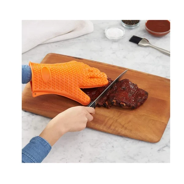 Non-Stick Waterproof Heated Resistant Kitchen BBQ Grilling Cooking Glove Oven Mitts Silicone Gloves - Image 2