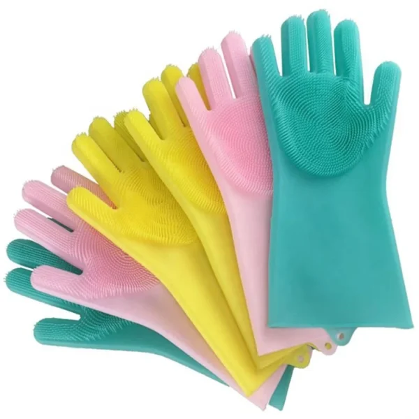 Silicone Cleaning Gloves Heat-Resistant, Multi-Purpose Scrubbing Gloves for Kitchen and Household Cleaning