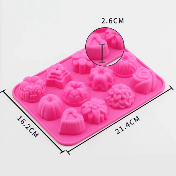 3 Pack Cake Chocolate Jelly Pudding Dessert Bake Molds Silicone Bakeware Mold With Flower Heart Shape - 图片 4