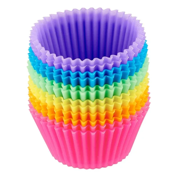 12 Pack Reusable Standard Colorful Truffle Cups Non-stick Cupcake Baking Liners Muffin Molds Silicone Baking Cups Cake Mold