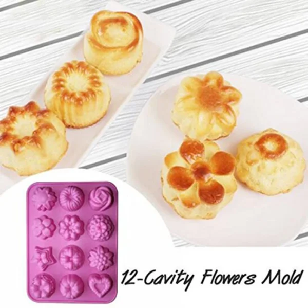 3 Pack Cake Chocolate Jelly Pudding Dessert Bake Molds Silicone Bakeware Mold With Flower Heart Shape - 图片 2