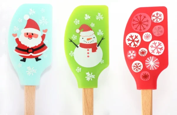 Custom Wholesale Christmas Best extra Large Kitchen Heat Resistant  Cake Cream Silicone Spatula With Wooden Handle Design - 图片 5